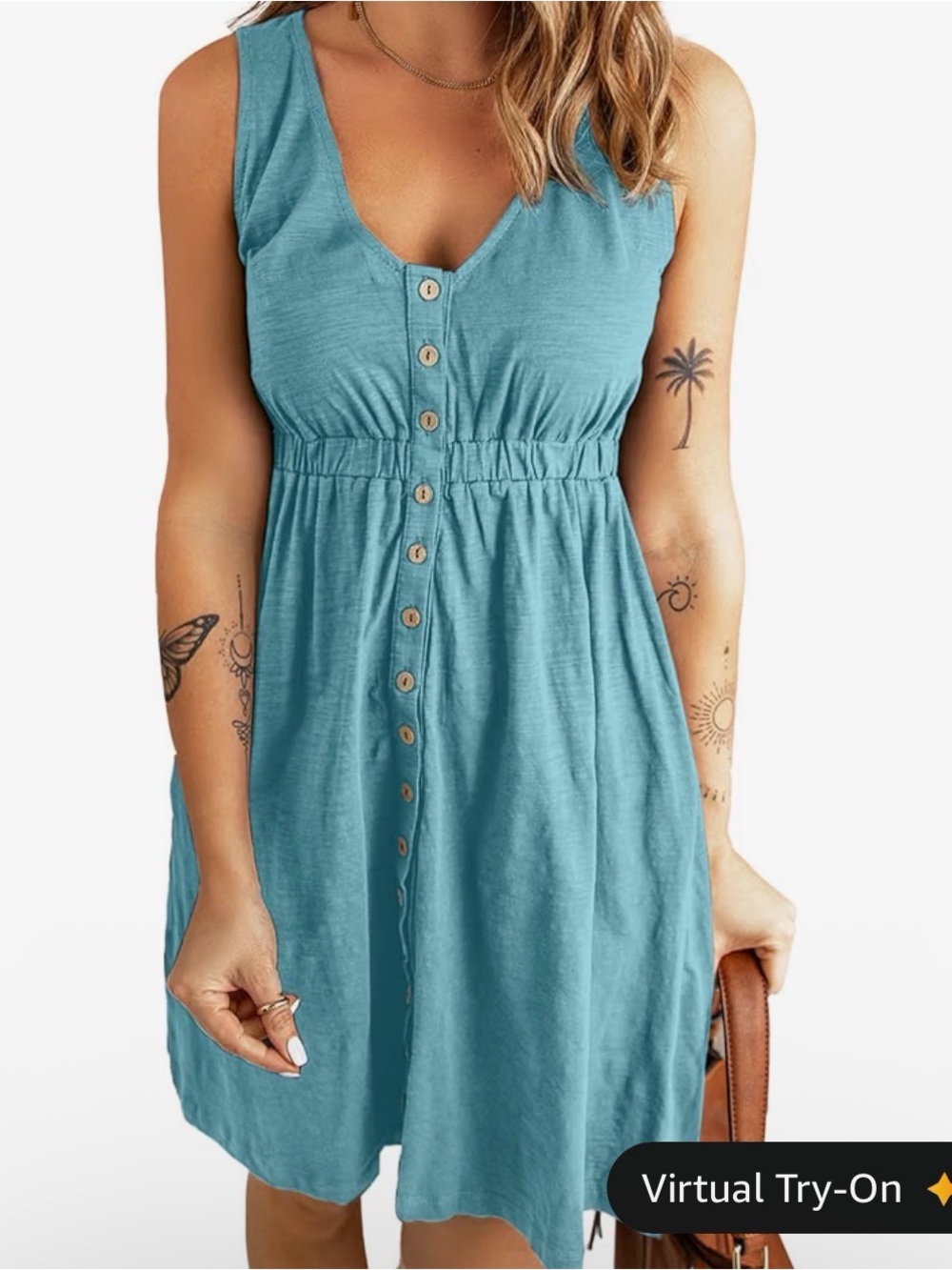 Sleeveless Button-Front Summer Dress in Teal